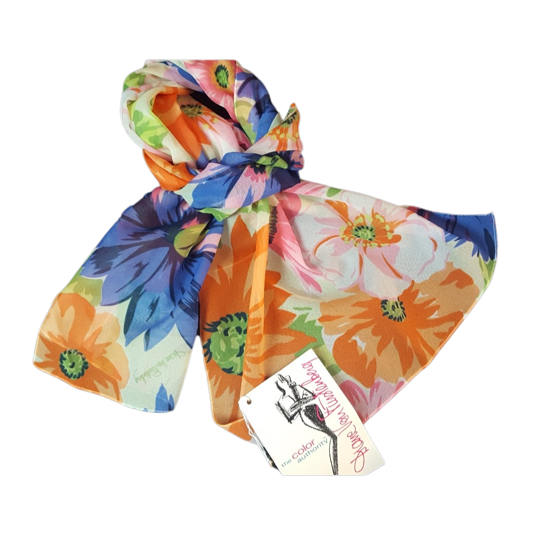 Vintage Scarves_70s Diane von Furstenberg_Floral _Scarf_Color Authority _Vintage Accessories