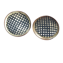 Load image into Gallery viewer, Vintage Metallic Polka Dot Clip-on Button Earrings