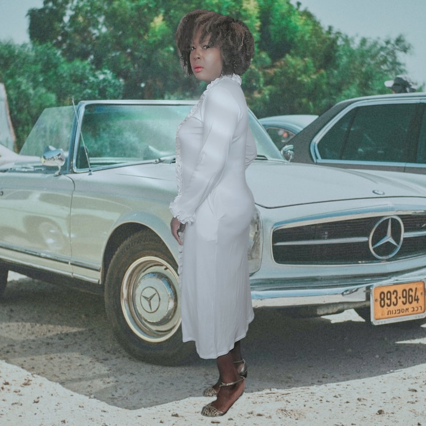 Maria Scotto Ribbed Ruffled Robe Dress Size M/L