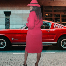 Load image into Gallery viewer, 80s Vintage Red Sweater Dress Claire Thomson Size L
