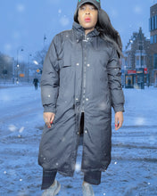 Load image into Gallery viewer, Men&#39;s, Black Aquacheck,  Lands End Down Coat Size L
