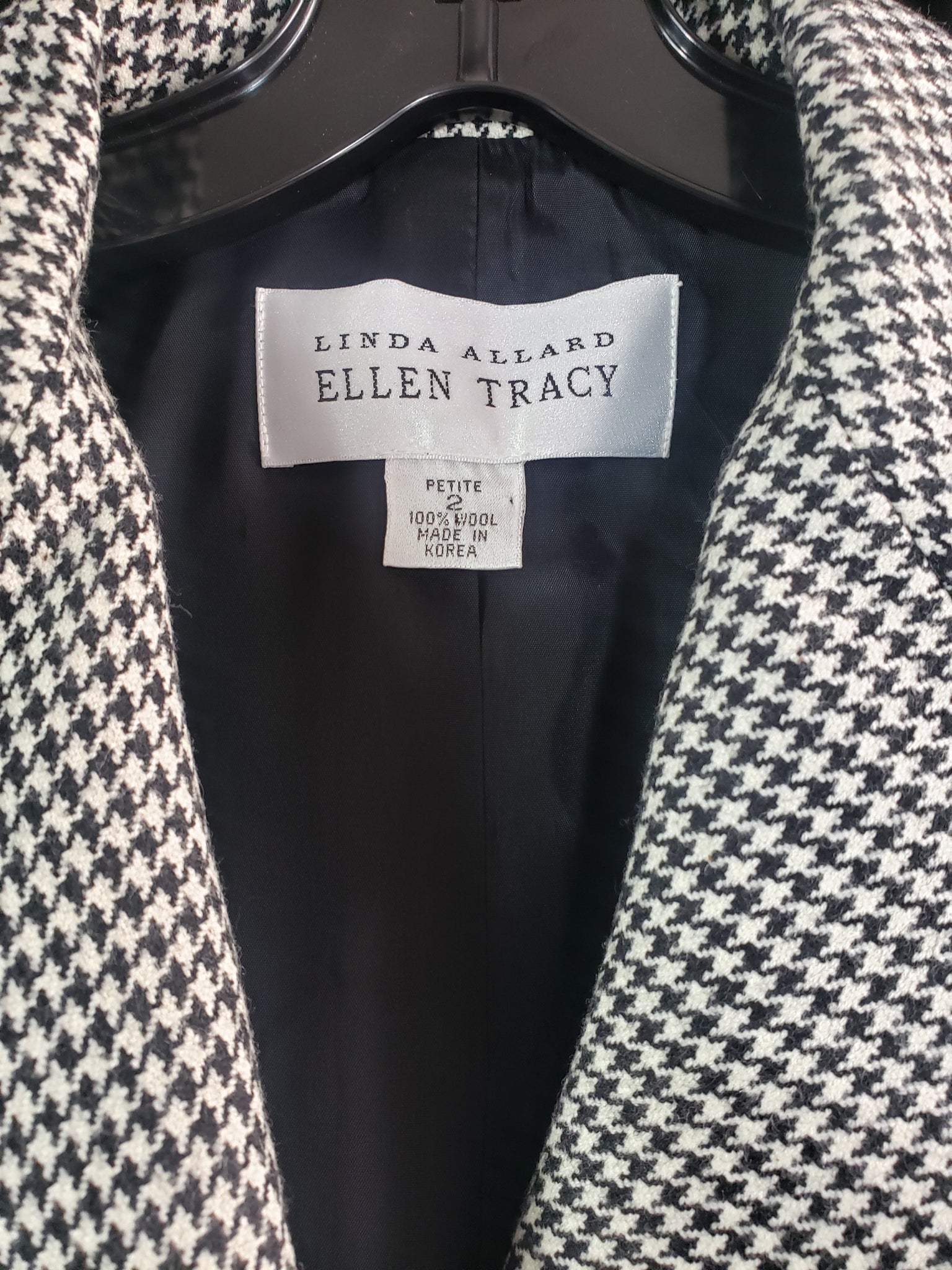 Linda Allard Ellen Tracy Houndstooth Wool Vintage Blazer size 2 Lucille Golden Vintage LLC