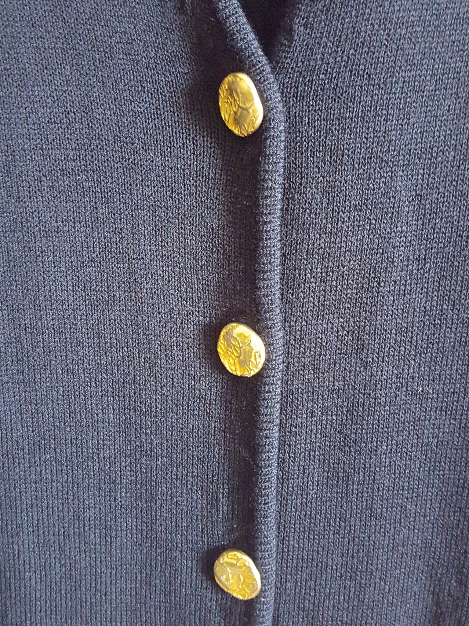 Vintage 1990s Donna Karan New York  Navy Blue Gold Button Cardigan sz.S, Cardigan, Donna Karan New York, [shop_name