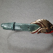 Load image into Gallery viewer, Leather Shop Green Genuine Snakeskin Leather Belt Size S
