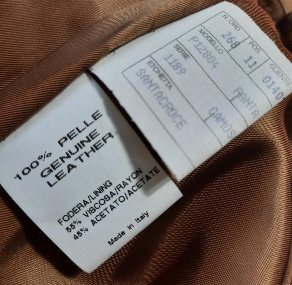 Santacroce Firenze  Printed Suede Leather Trousers Size 42