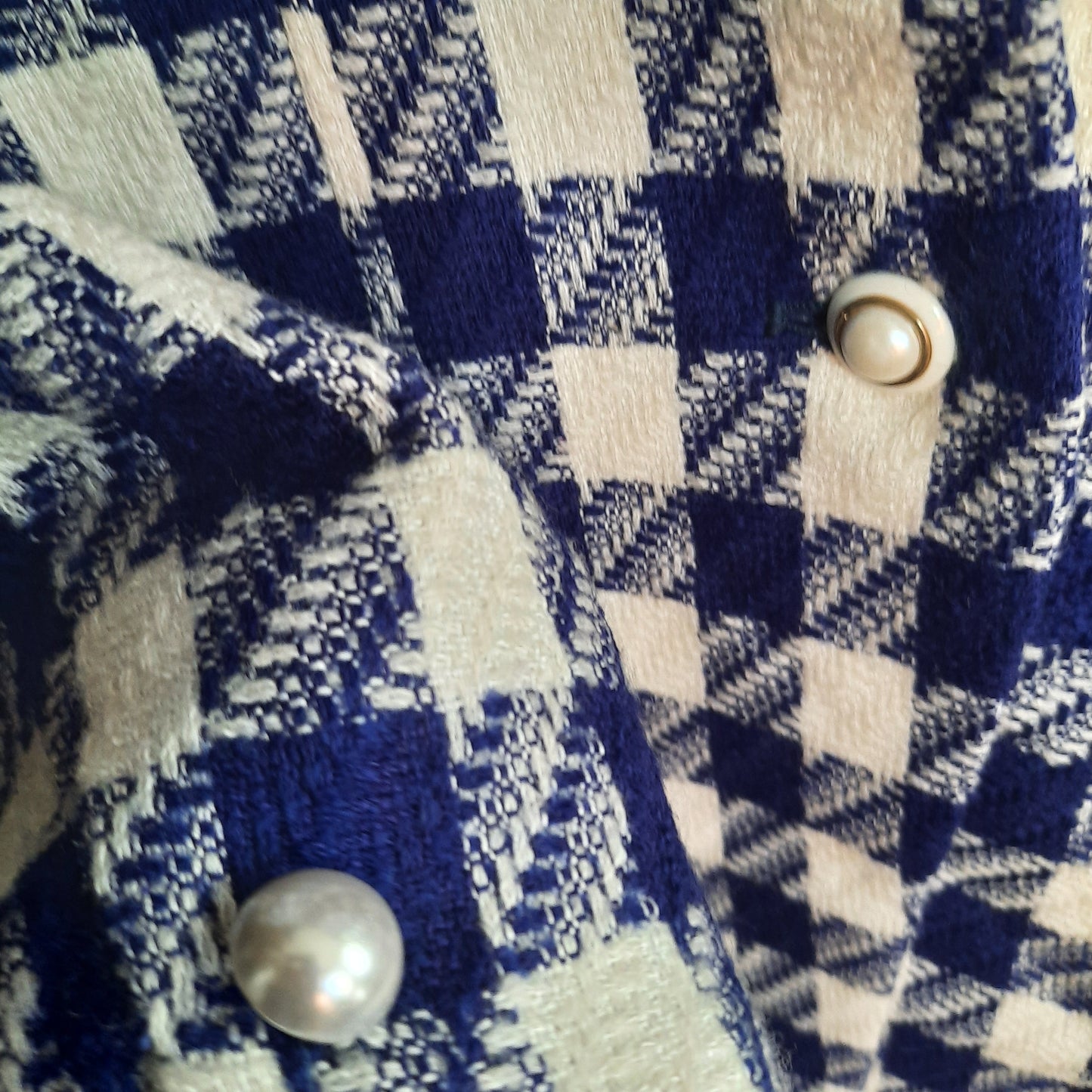 70s Evan Picone Blue Houndstooth Blazer Size 4