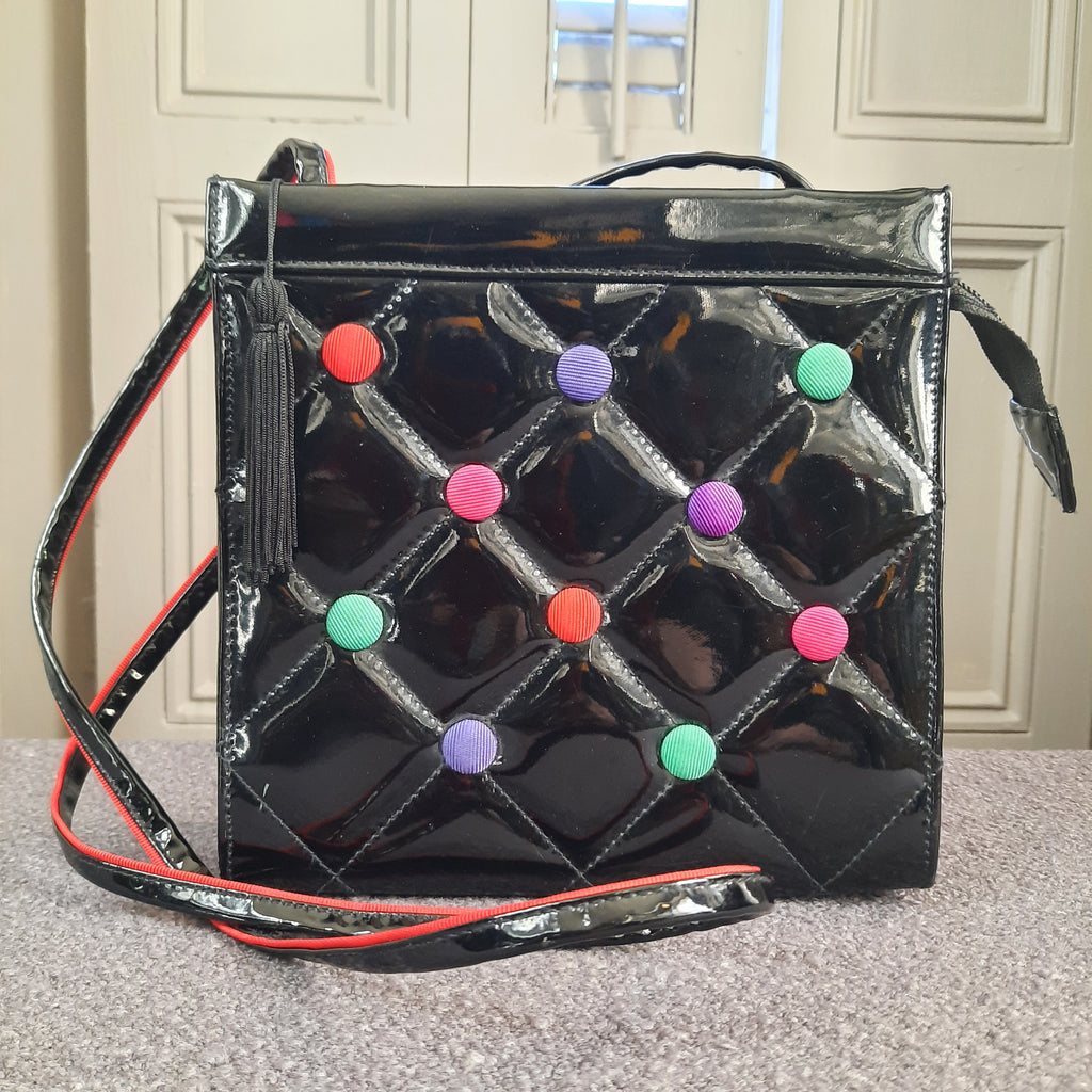Vintage Quilted Patent Leather Crossbody Bag