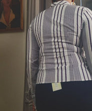 Load image into Gallery viewer, Barami Purple Stipe Wrap Shirt Small Small
