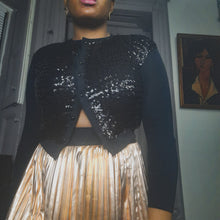 Load image into Gallery viewer, Fashioned by Glen Lea Vintage Black Sequin Cardigan sz. xs
