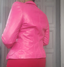 Load image into Gallery viewer, Pink Leather Blazer Jacket Size M