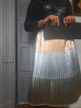 Load image into Gallery viewer, Lula Roe Metallic Pleated &quot;Jill&quot; Midi Skirt 2XL/ L