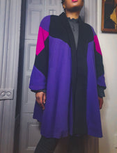 Load image into Gallery viewer, Gallery Colorblock Wool Blanket Swing Coat size L/XL
