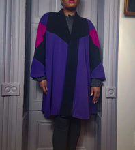 Load image into Gallery viewer, Gallery Colorblock Wool Blanket Swing Coat size L/XL
