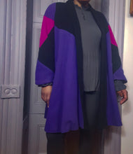 Load image into Gallery viewer, Gallery Colorblock Wool Blanket Swing Coat size L/XL
