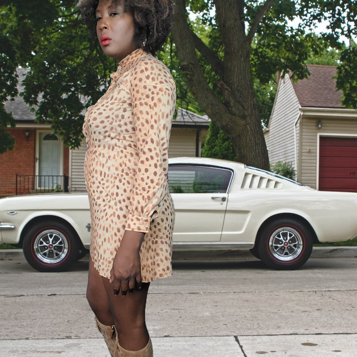 Vintage 1960s  R & K Originals Leopard Print Mini Dress Size M