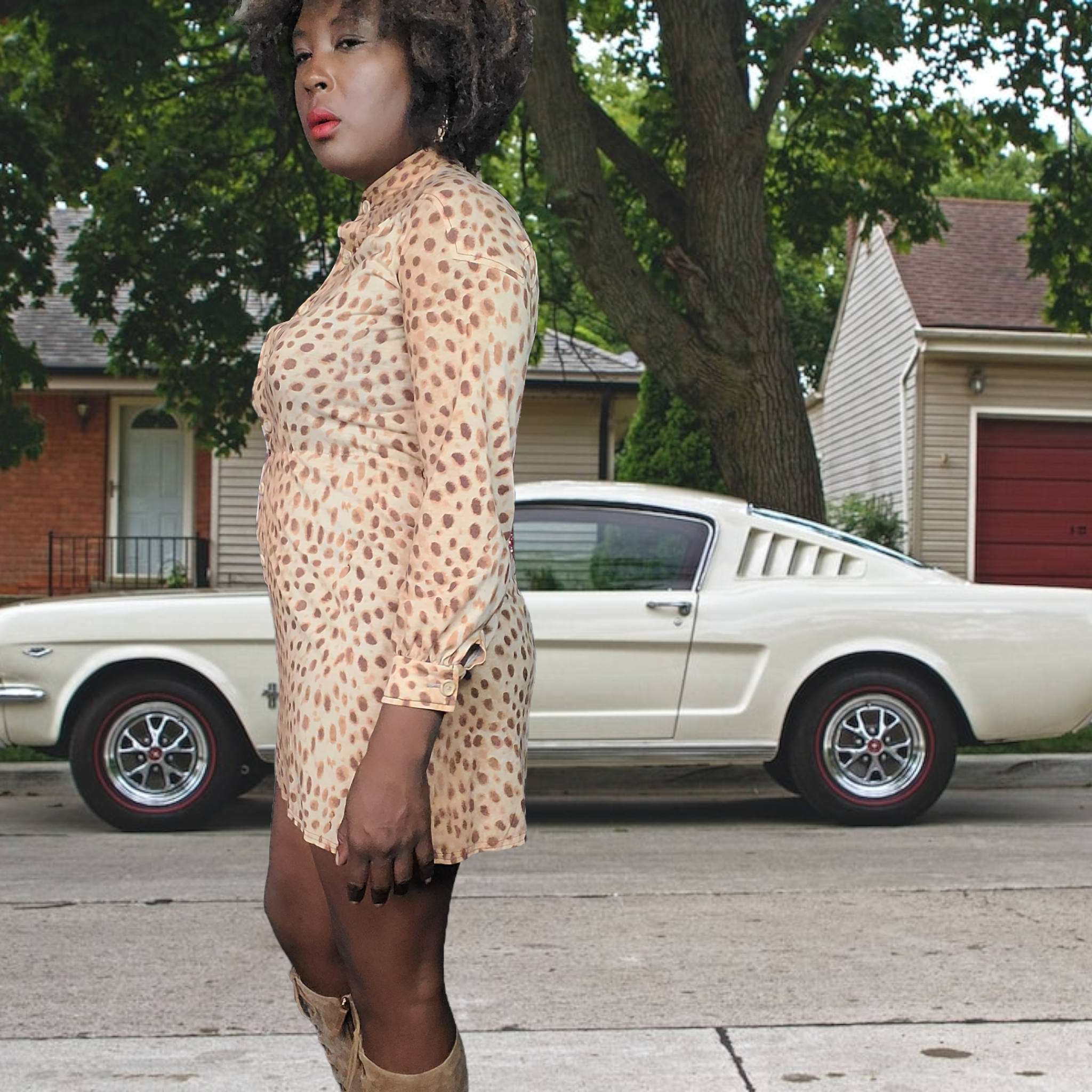 Vintage 1960s  R & K Originals Leopard Print Mini Dress Size M