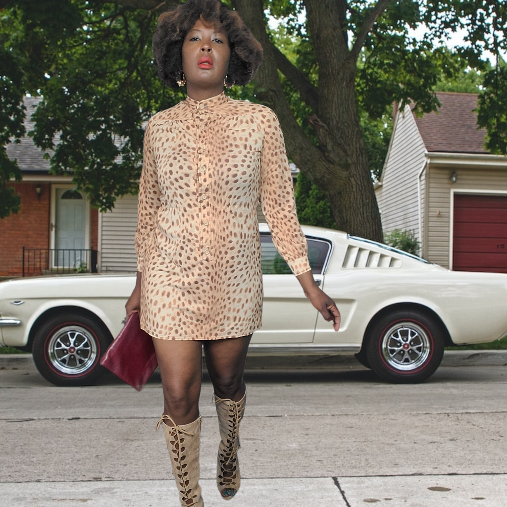Vintage 1960s  R & K Originals Leopard Print Mini Dress Size M