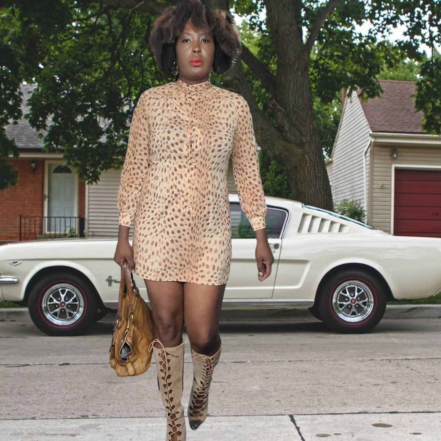 Vintage 1960s  R & K Originals Leopard Print Mini Dress Size M