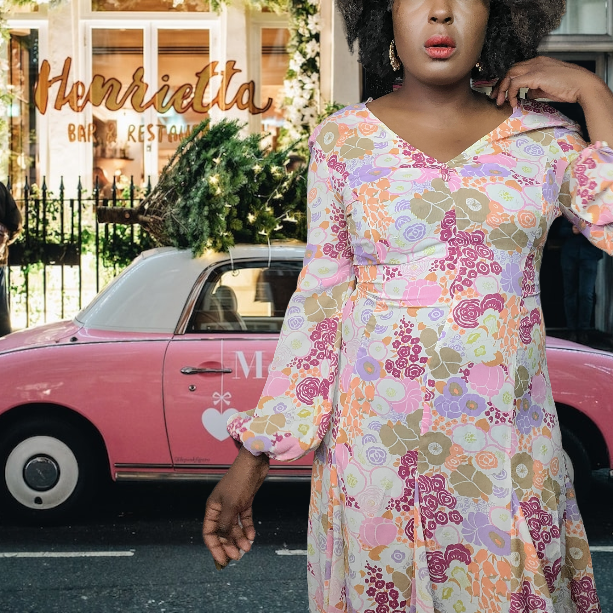 70s Floral Print Dress Lucille Golden Vintage LLC