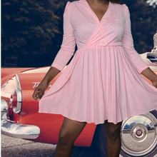 Load image into Gallery viewer, 70s Pink Cocktail Mini Dress With Pleats Size M