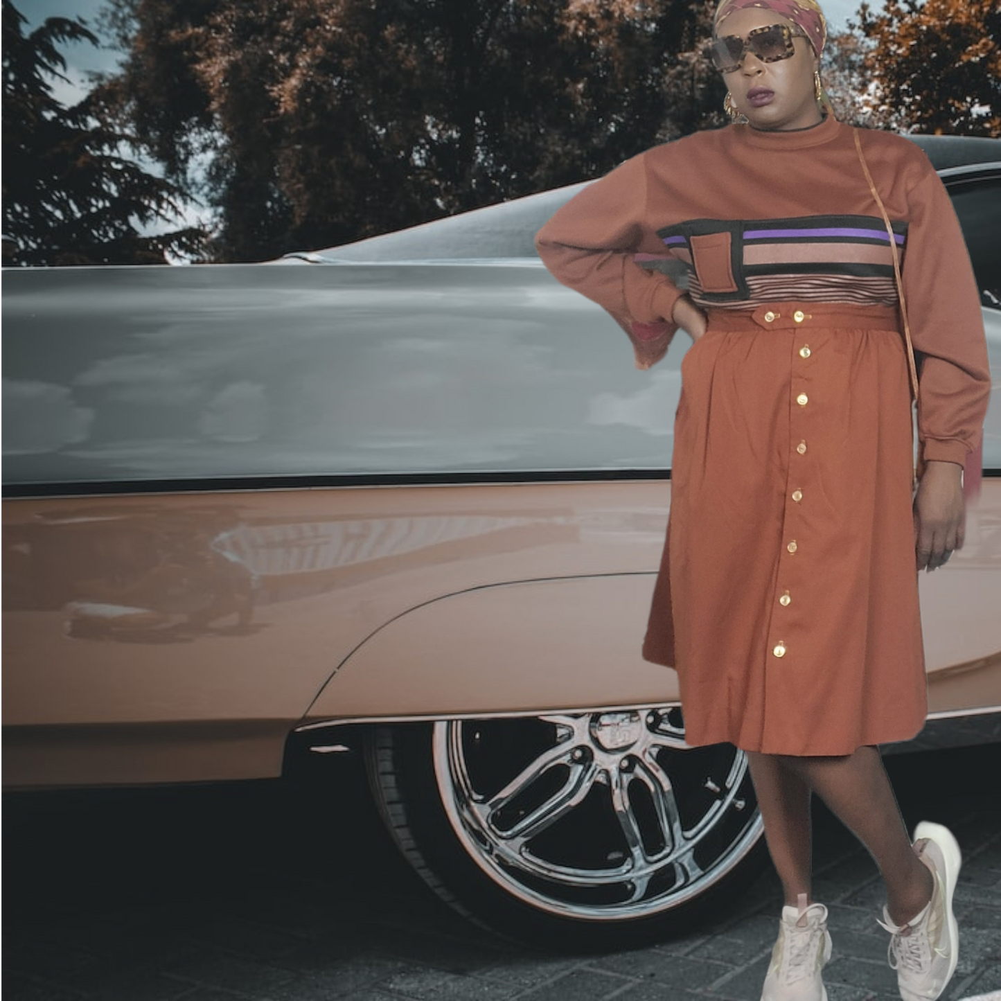 Vintage Button Up A-Line Skirt Size M