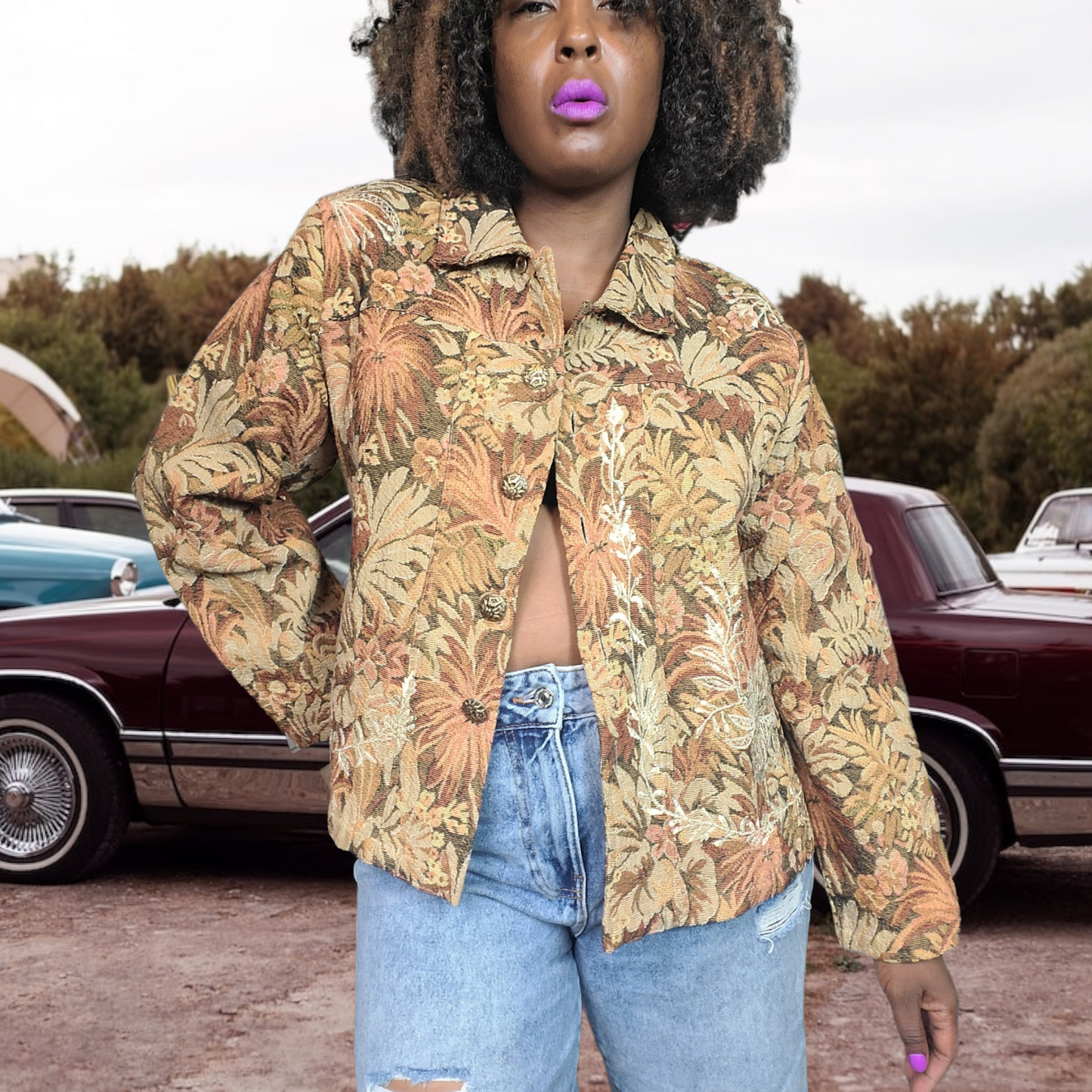 90s Vintage Floral Tapestry Jacket, Alex Kin