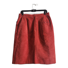 Load image into Gallery viewer, 80s Red Suede Pencil Skirt Size L