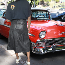 Load image into Gallery viewer, 80s Vintage Black Leather Skirt Size XXL
