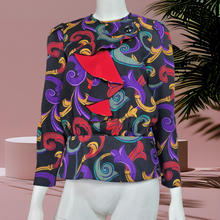 Load image into Gallery viewer, 80s Vintage Wool Shirts Richard Warren Printed Peplum Top Size 6
