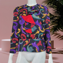 Load image into Gallery viewer, 80s Vintage Wool Shirts Richard Warren Printed Peplum Top Size 6