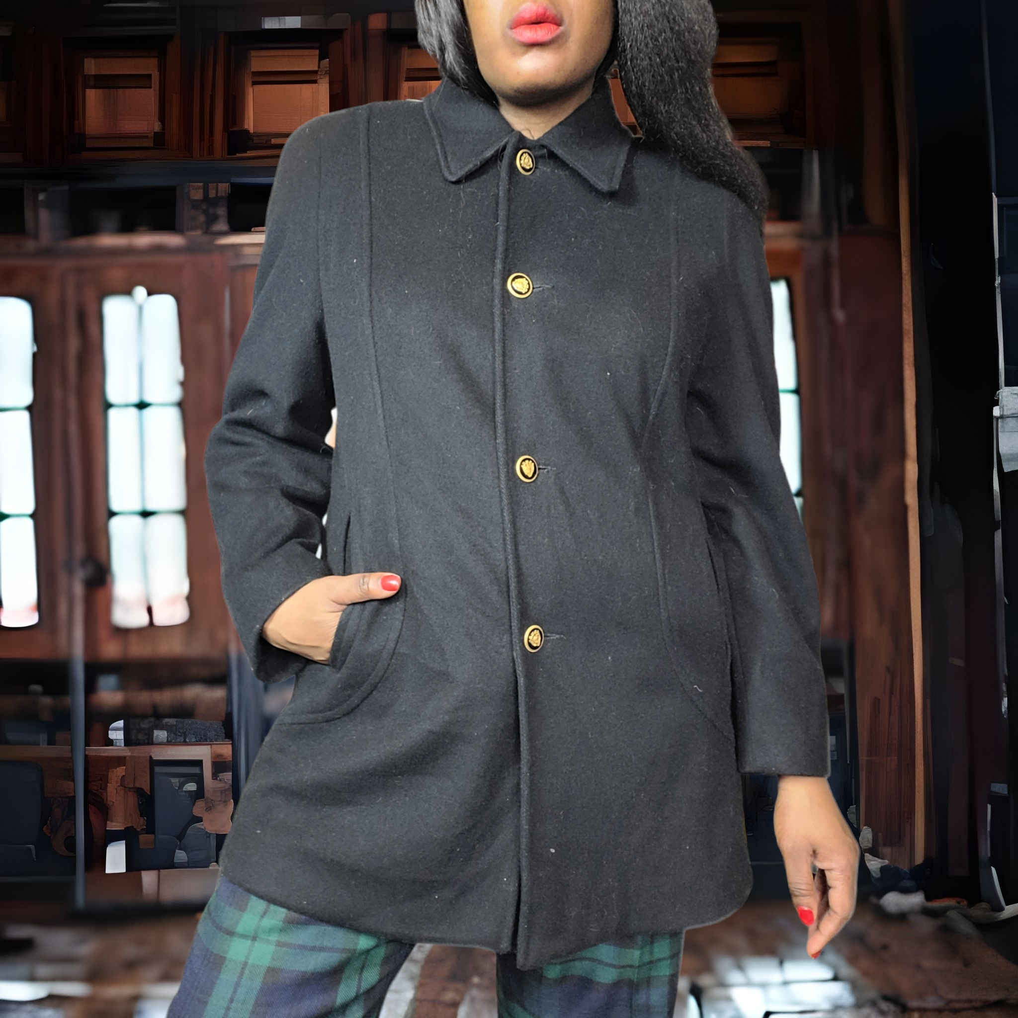Shop Vintage Wool Coats- 90s Mackintosh Wool Peacoat - Lucille Golden Vintage