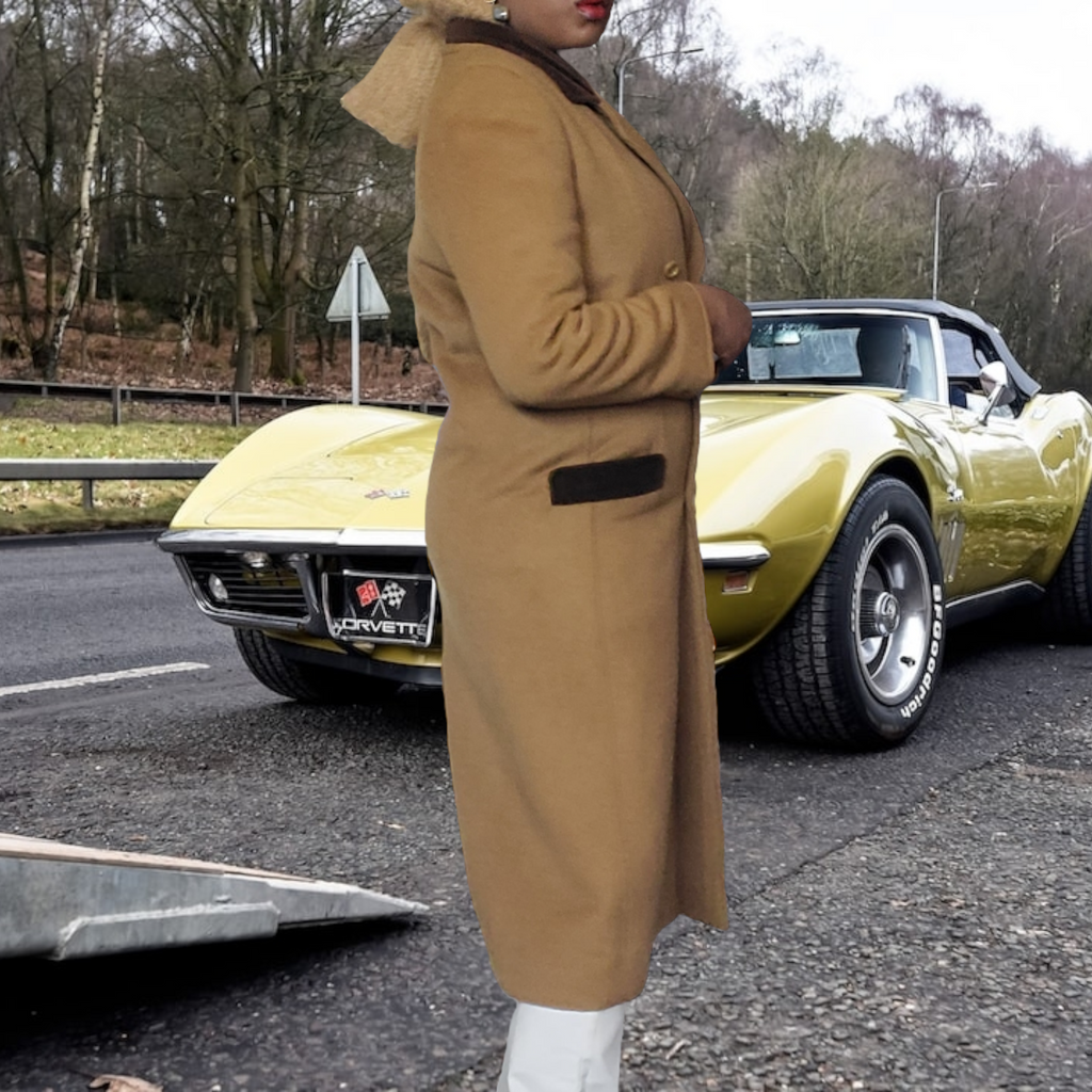 1960s Vintage Valentino Boutique Camel Hair Coat Size Large