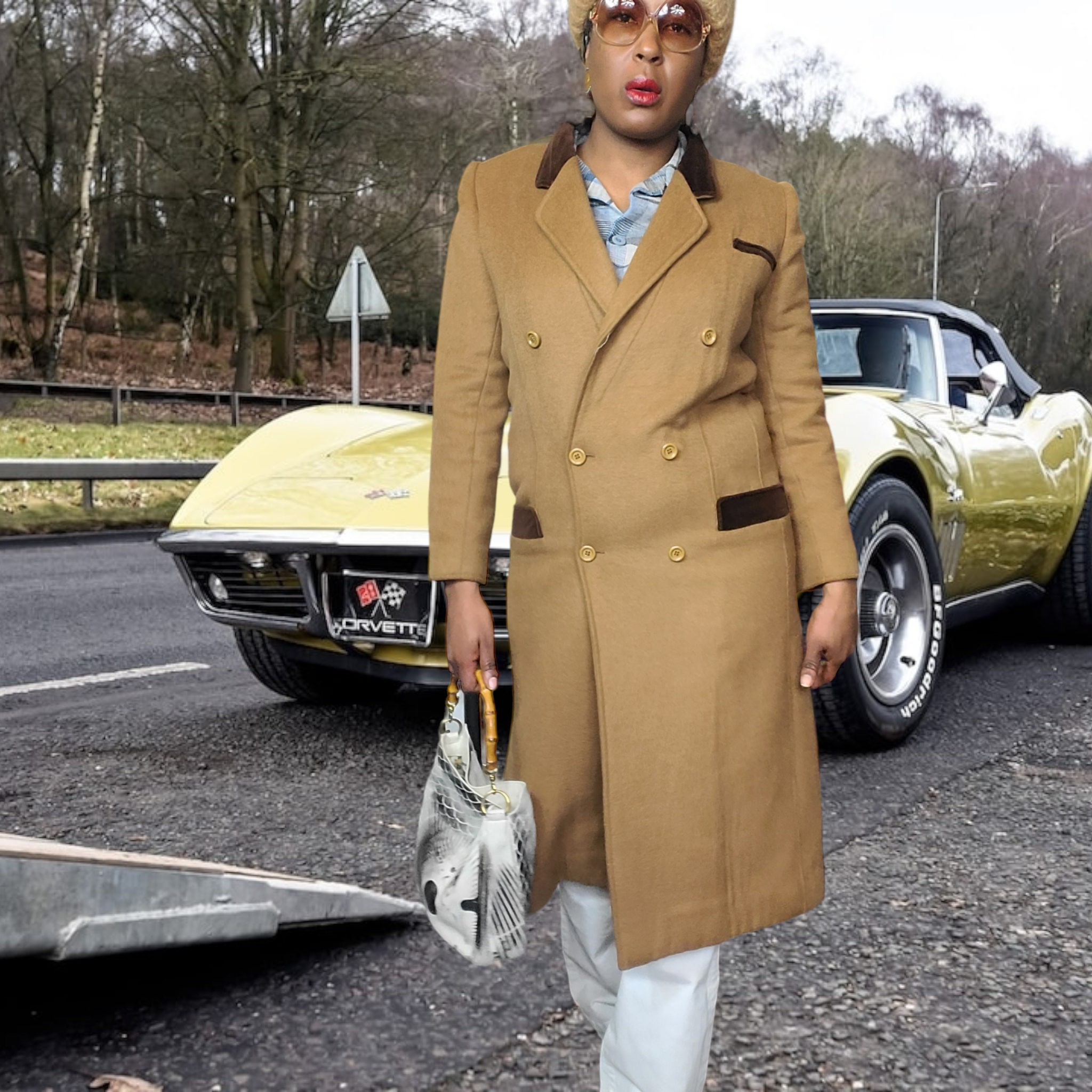 1960s Vintage Valentino Boutique Camel Hair Coat Size Large