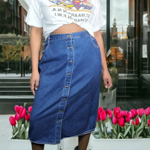 Load image into Gallery viewer, 90s Vintage Denim Button Down Maxi Skirt Size 22
