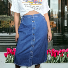 Load image into Gallery viewer, 90s Vintage Denim Button Down Maxi Skirt Size 22
