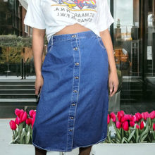 Load image into Gallery viewer, 90s Vintage Denim Button Down Maxi Skirt Size 22