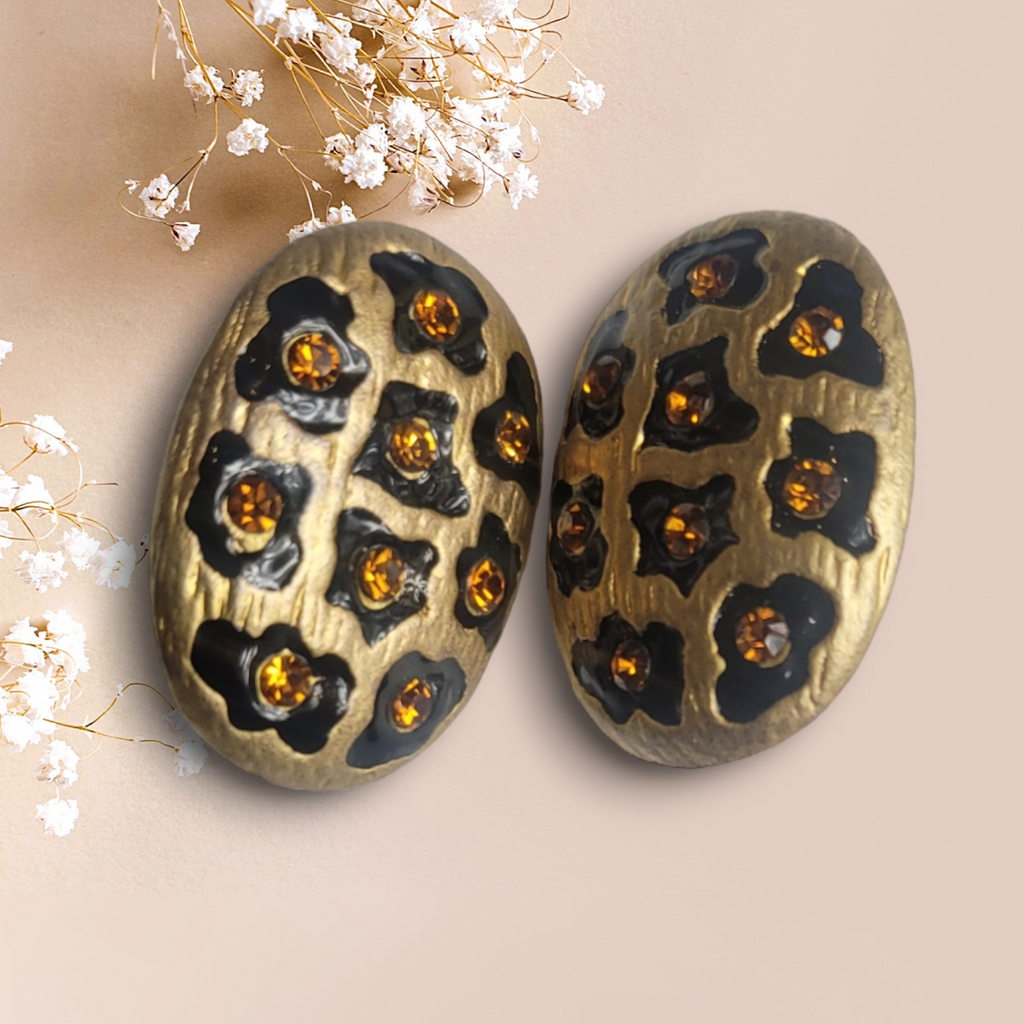 80s Vintage Leopard Clip-On Earrings