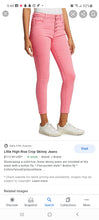 Load image into Gallery viewer, J Brand  Pink Lillie High-Rise Crop Skinny Jeans size 32
