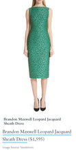 Load image into Gallery viewer, Brandon Maxwell_ Dresses_Preowned_Designer_Dresses_Green Leopard Print Sheath Dress_Melania Trump_Sustainable Fashion_ Concious Consumerism_Never Pay Retail
