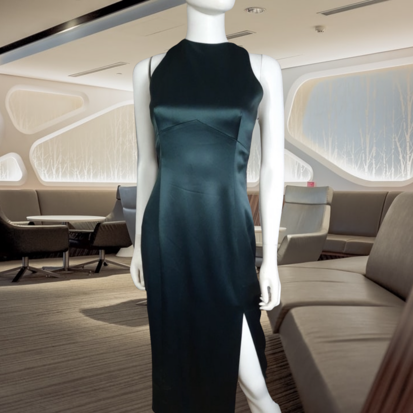 90's Vintage_Tahari_Dresses_Lucille Golden Vintage_Green_Cocktail_Dresses