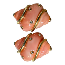 Load image into Gallery viewer, Vintage Coral Resin Shell Earrings (KJL?) unsigned