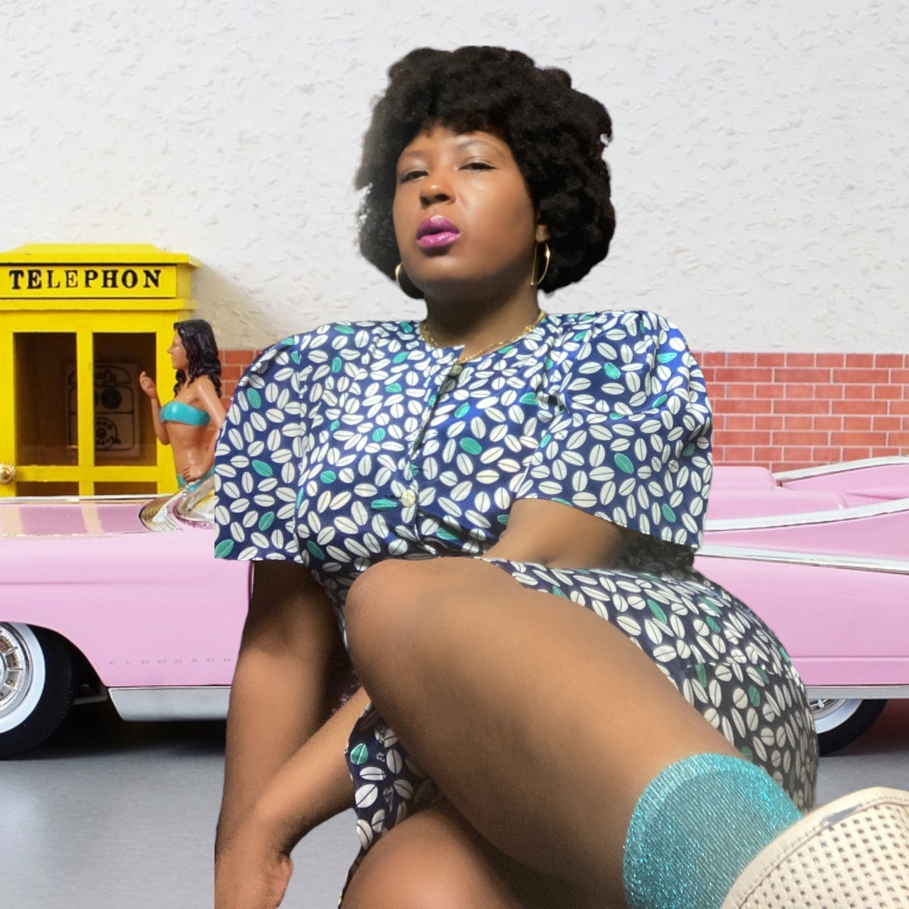 Laine Seedy Wiggle Dress Midi Dress with Flutter Sleeves Size M