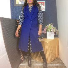 Load image into Gallery viewer, 80s Vintage Christian Dior Wool Coat Vest  Size M Peri Blue Color of the Year
