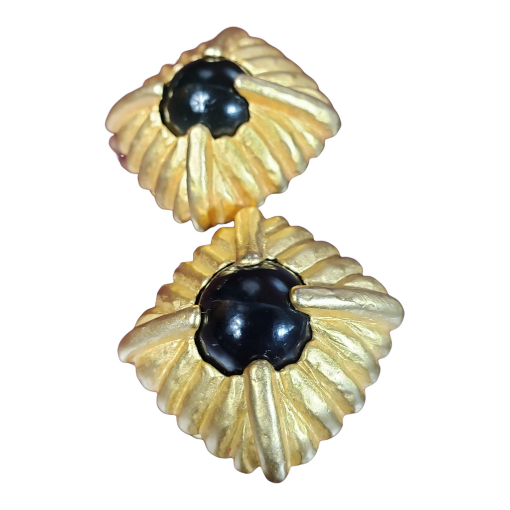 Givenchy Gold Clip-on Cabochon  Earrings