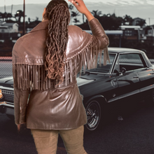 Load image into Gallery viewer, Vintage Leather Jackets Vakko Saks Fifth Avenue Leather Fringe Jacket sz. S
