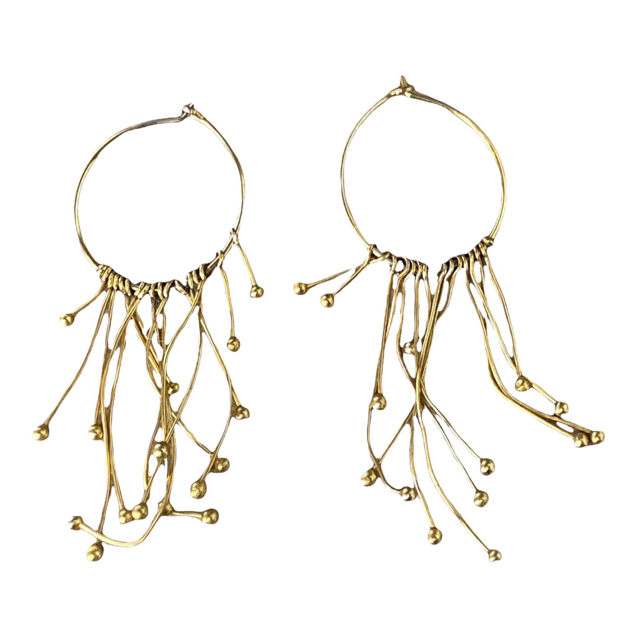 Gold Hoop Fringe Earrings
