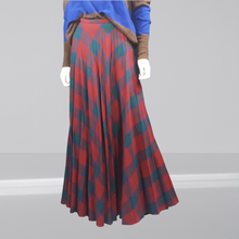 Load image into Gallery viewer, Wool 1970s Red Buffalo Plaid Maxi Skirt size S