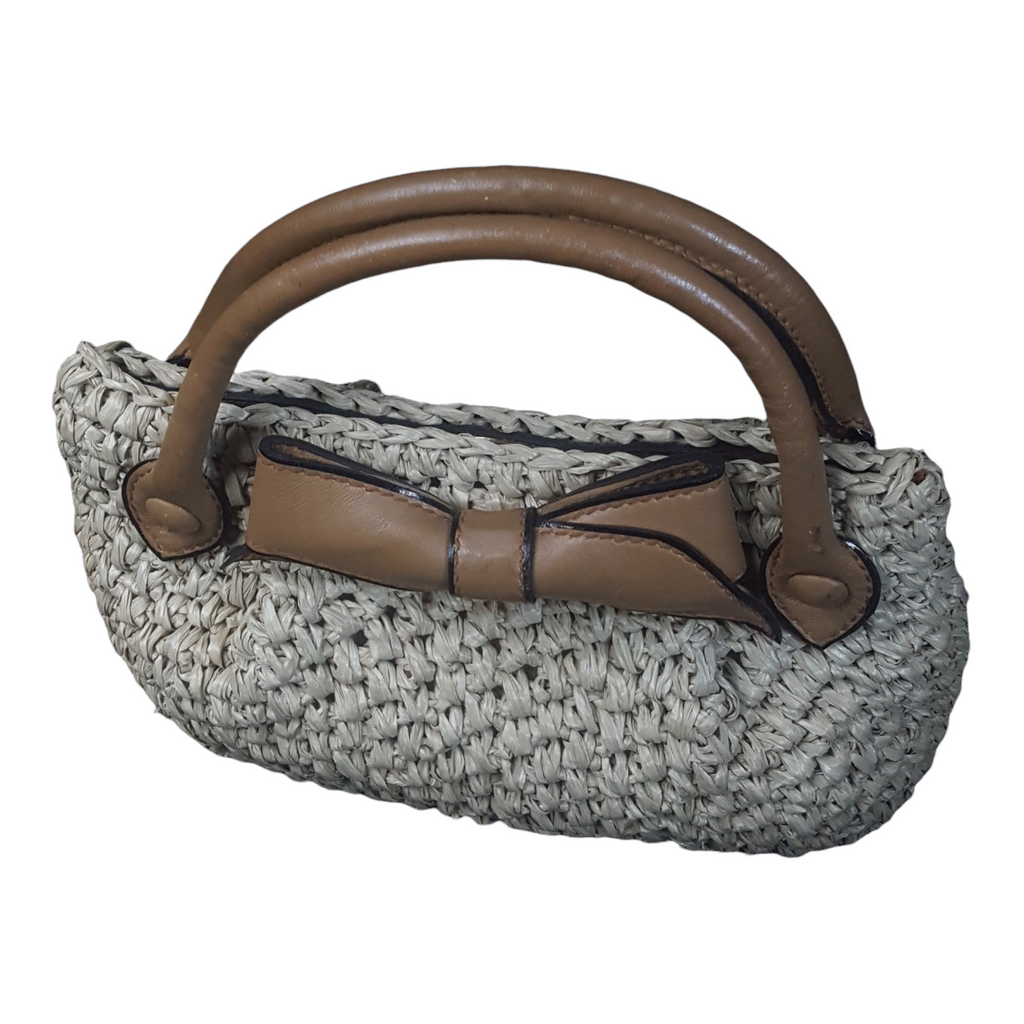 Koret Raffia Straw and Leather Trim Top Handle Bag