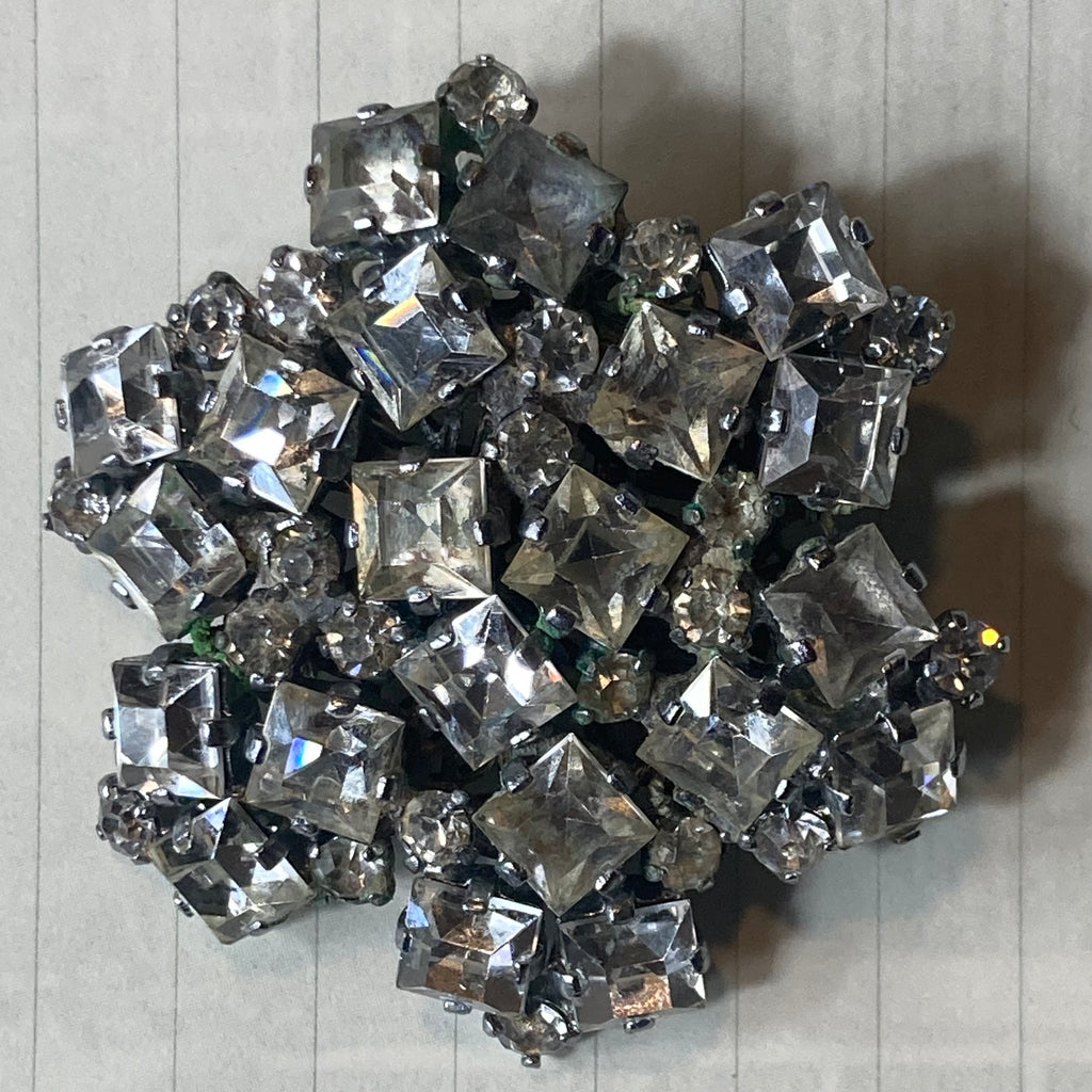 Miriam Haskell Clear Rhinestone Broach