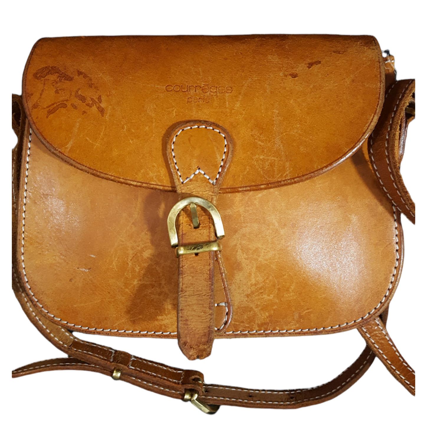 Courreges Paris Leather Crossbody Saddle Bag